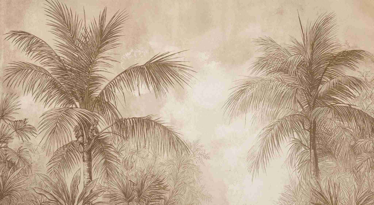 Terra Palmera – papier peint tropical aux tons sépia naturels
