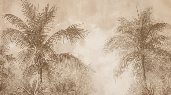 Terra Palmera – papier peint tropical aux tons sépia naturels