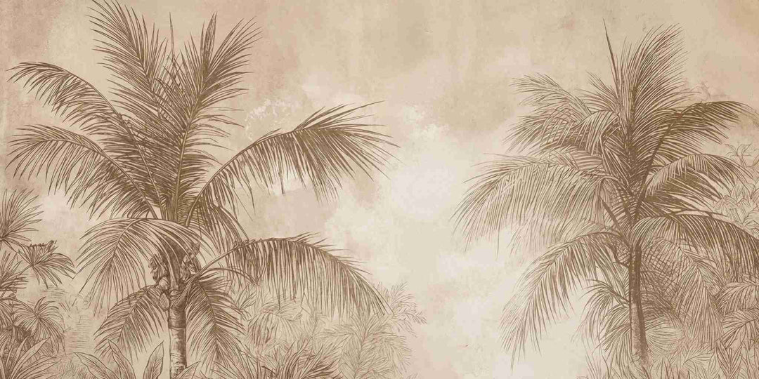 Terra Palmera – papier peint tropical aux tons sépia naturels - Illulart: Papier peint panoramique