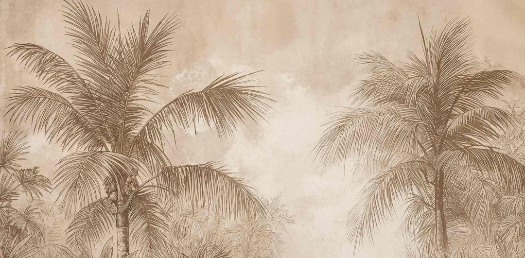 Terra Palmera – papier peint tropical aux tons sépia naturels - Illulart: Papier peint panoramique