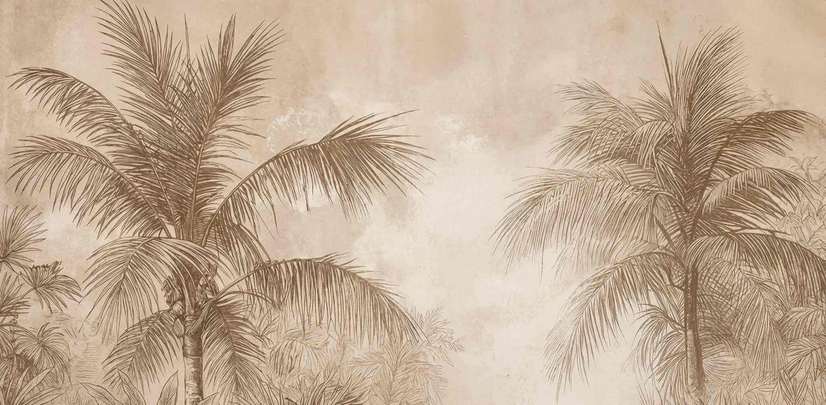 Terra Palmera – papier peint tropical aux tons sépia naturels