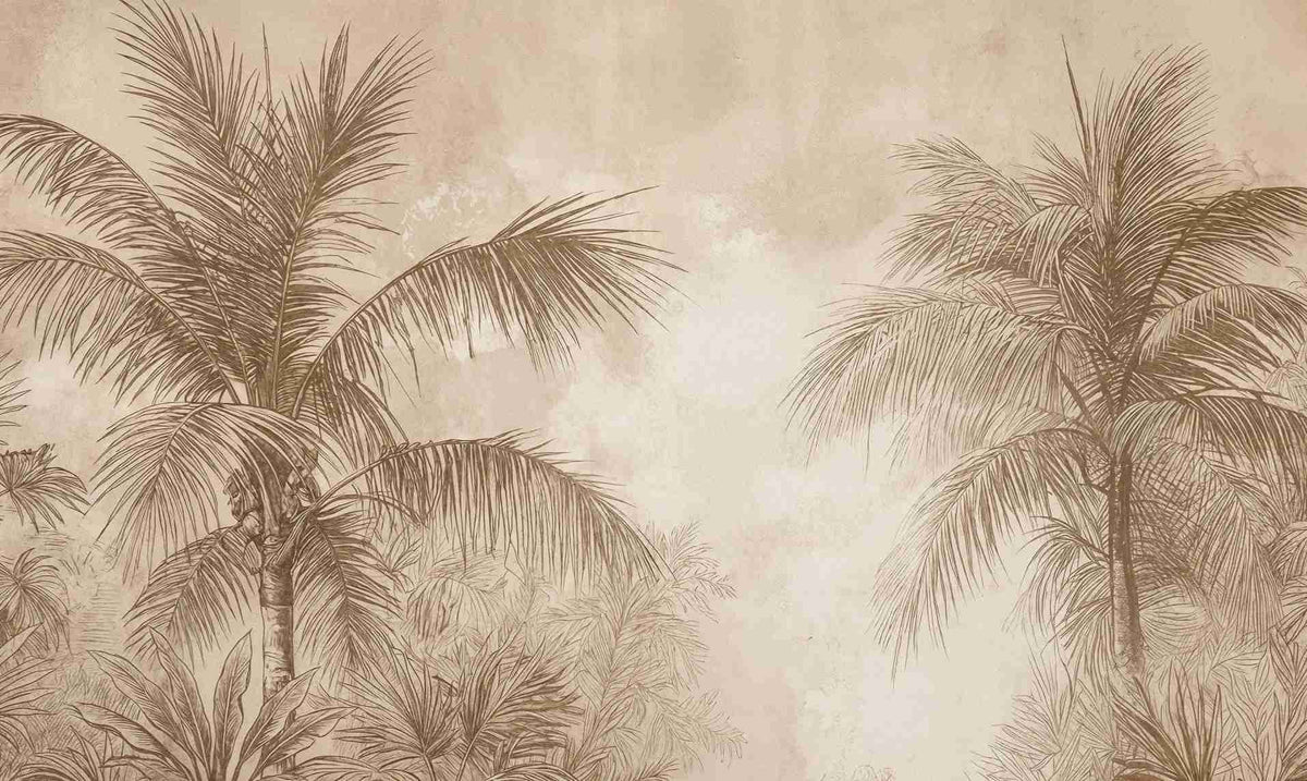 Terra Palmera – papier peint tropical aux tons sépia naturels