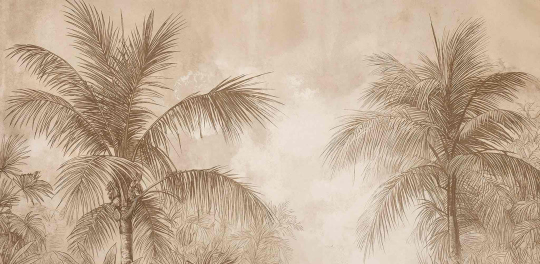 Terra Palmera – papier peint tropical aux tons sépia naturels - Illulart: Papier peint panoramique