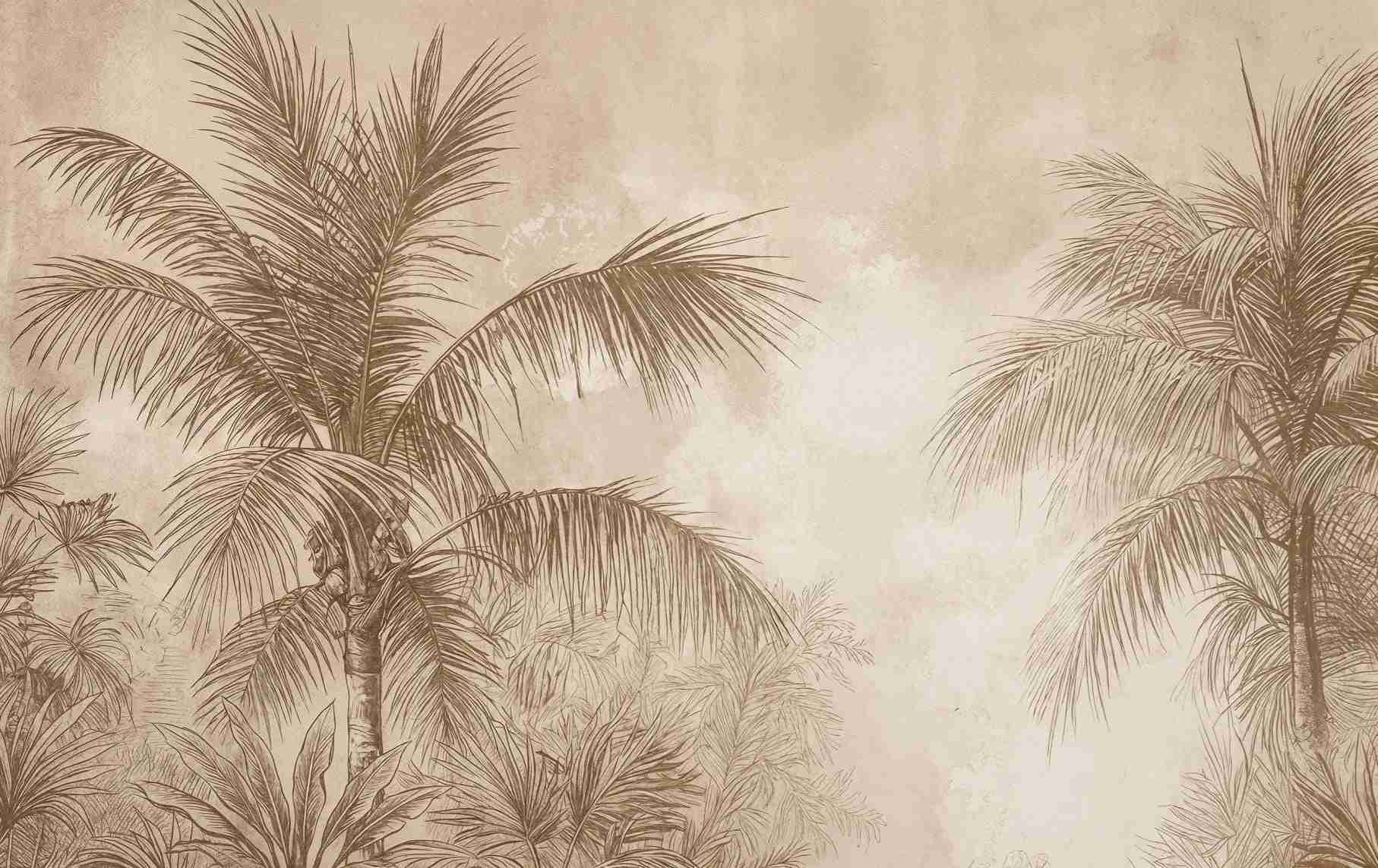 Terra Palmera – papier peint tropical aux tons sépia naturels