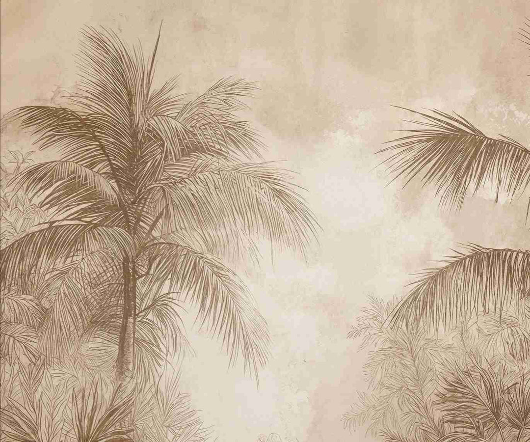 Terra Palmera – papier peint tropical aux tons sépia naturels - Illulart: Papier peint panoramique