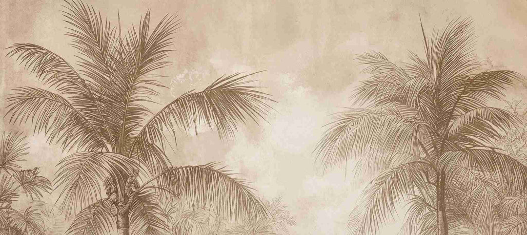 Terra Palmera – papier peint tropical aux tons sépia naturels - Illulart: Papier peint panoramique