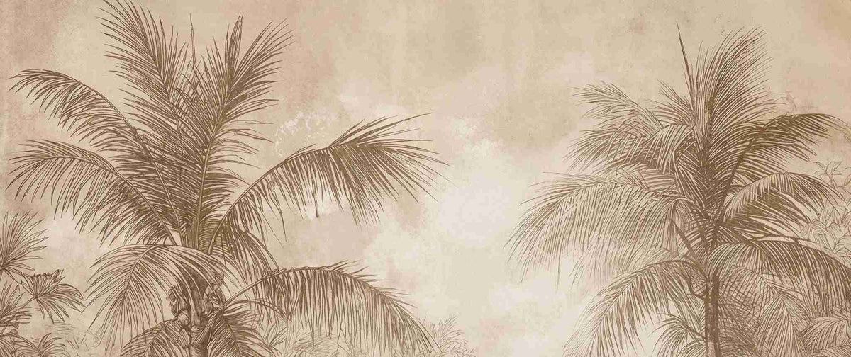 Terra Palmera – papier peint tropical aux tons sépia naturels - Illulart: Papier peint panoramique