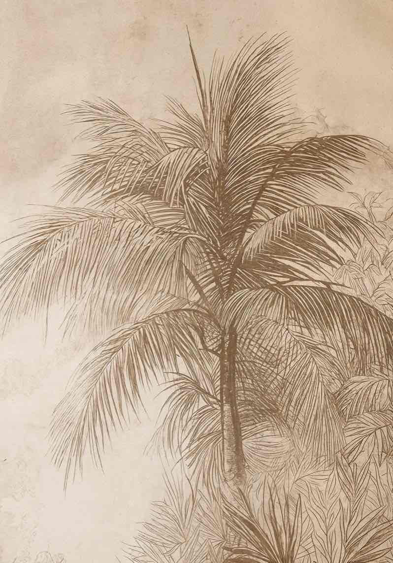 Terra Palmera – papier peint tropical aux tons sépia naturels - Illulart: Papier peint panoramique