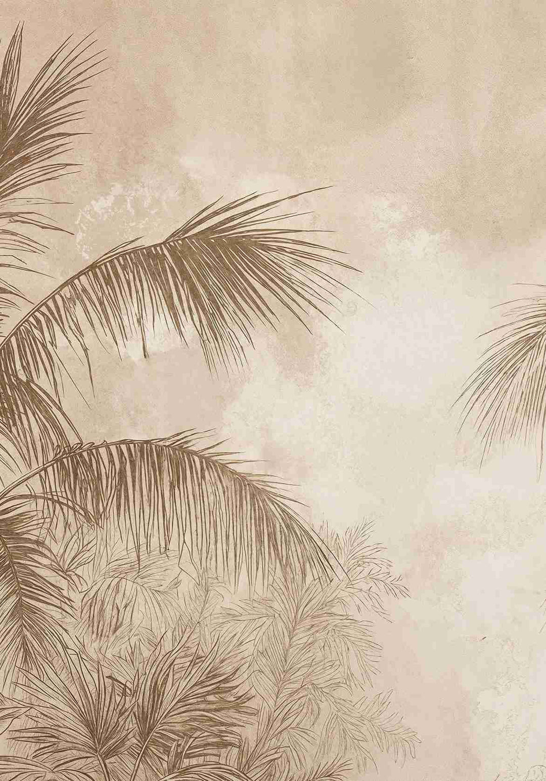 Terra Palmera – papier peint tropical aux tons sépia naturels - Illulart: Papier peint panoramique