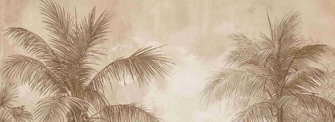 Terra Palmera – papier peint tropical aux tons sépia naturels - Illulart: Papier peint panoramique