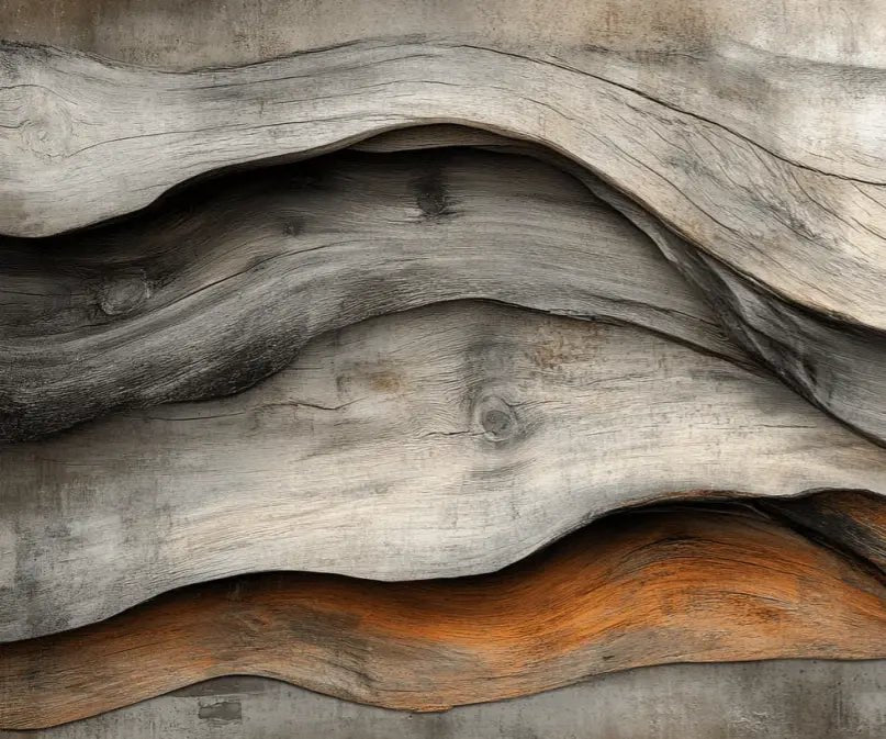 Texture Organique : Bois Ondulé pour un Mur Authentique - Illulart: Papier peint panoramique
