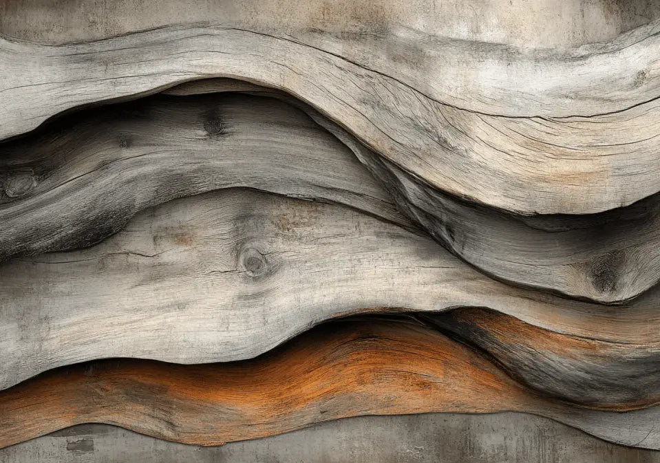 Texture Organique : Bois Ondulé pour un Mur Authentique - Illulart: Papier peint panoramique