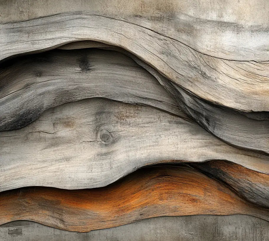 Texture Organique : Bois Ondulé pour un Mur Authentique - Illulart: Papier peint panoramique