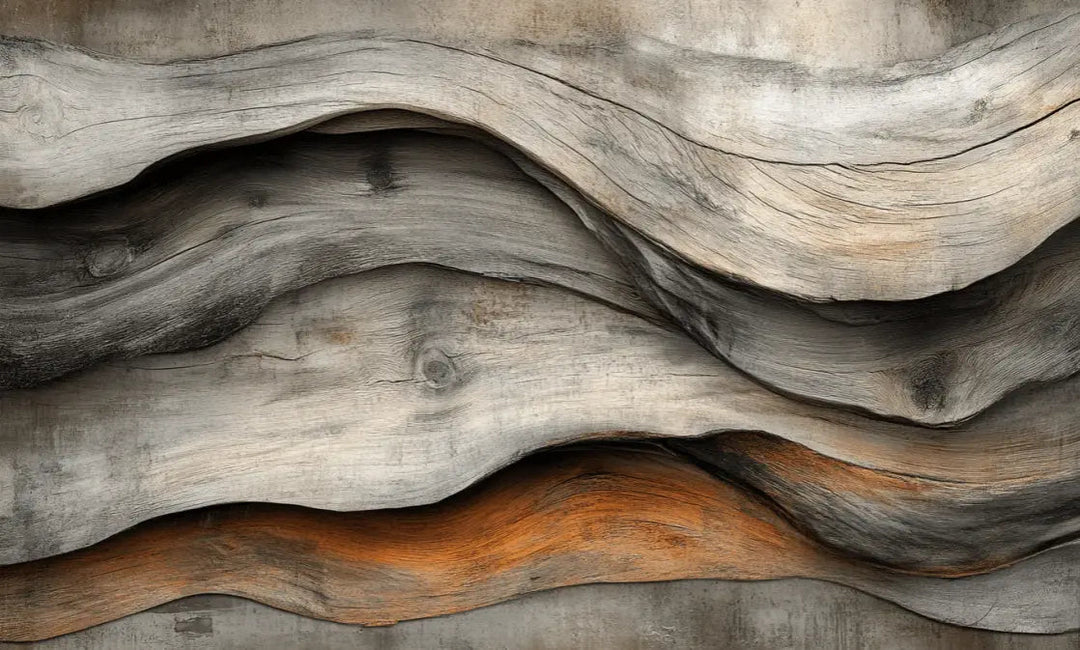 Texture Organique : Bois Ondulé pour un Mur Authentique - Illulart: Papier peint panoramique