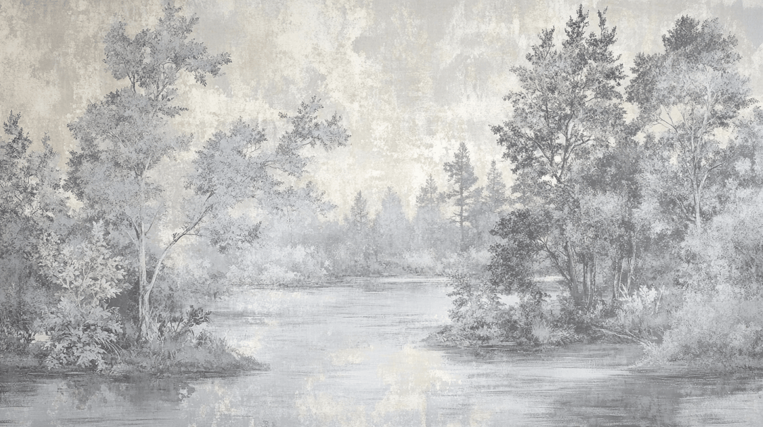 Toile de Jouy en Gris - Illulart: Papier peint panoramique