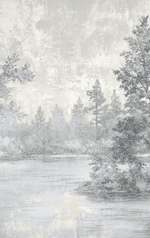 Toile de Jouy en Gris - Papier Peint Panoramique Nature Apaisante - Illulart: Papier peint panoramique