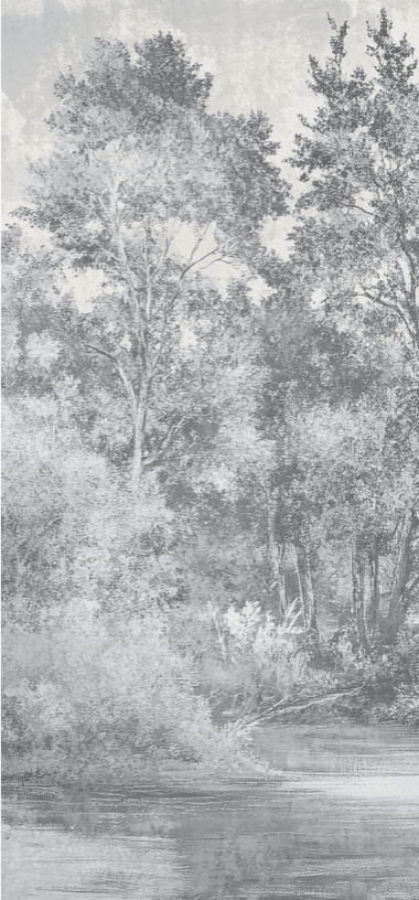 Toile de Jouy en Gris - Papier Peint Panoramique Nature Apaisante - Illulart: Papier peint panoramique