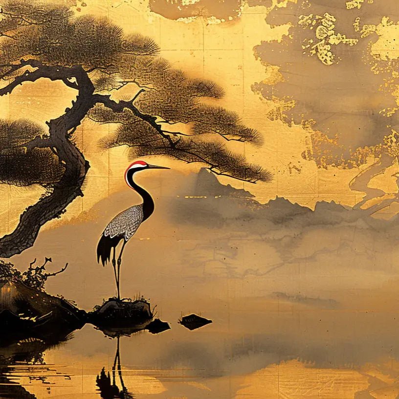 Tranquillité Éternelle : Papier Peint Panoramique Inspiré de l'Art Japonais - Illulart: Papier peint panoramique