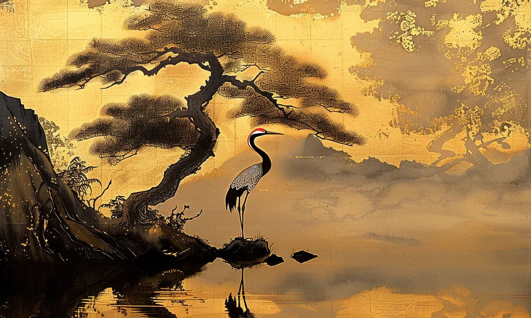 Tranquillité Éternelle : Papier Peint Panoramique Inspiré de l'Art Japonais - Illulart: Papier peint panoramique