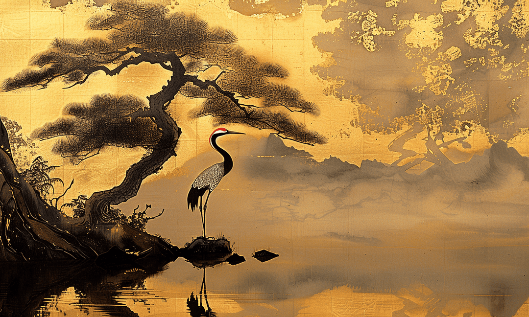 Tranquillité Éternelle : Papier Peint Panoramique Inspiré de l'Art Japonais - Illulart: Papier peint panoramique