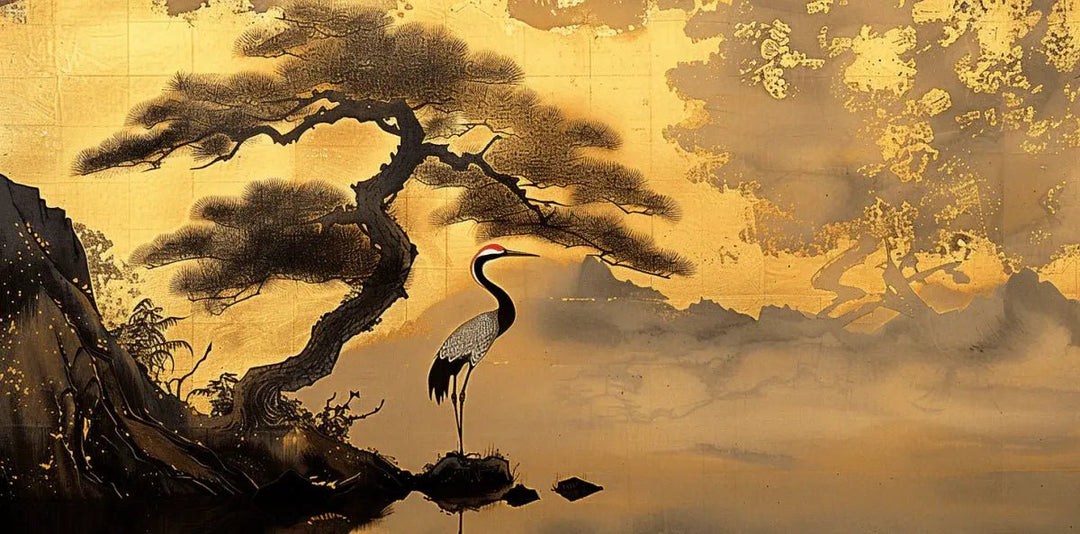 Tranquillité Éternelle : Papier Peint Panoramique Inspiré de l'Art Japonais - Illulart: Papier peint panoramique