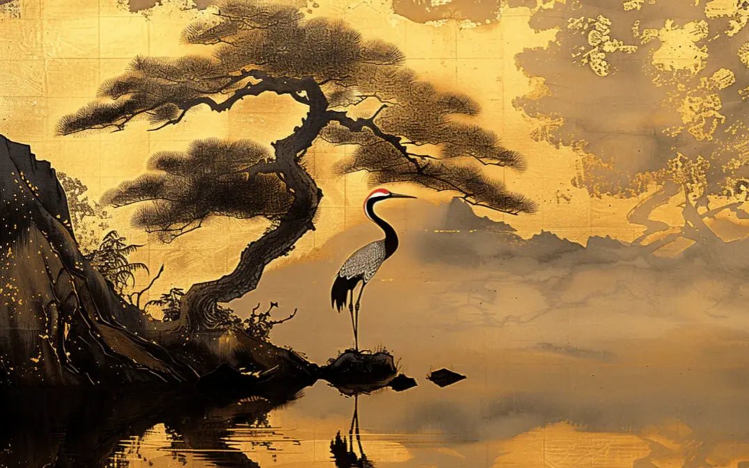 Tranquillité Éternelle : Papier Peint Panoramique Inspiré de l'Art Japonais - Illulart: Papier peint panoramique