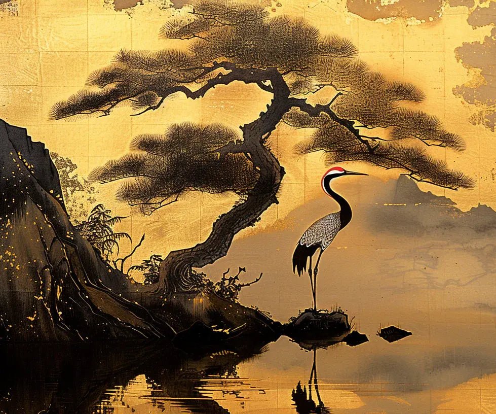 Tranquillité Éternelle : Papier Peint Panoramique Inspiré de l'Art Japonais - Illulart: Papier peint panoramique