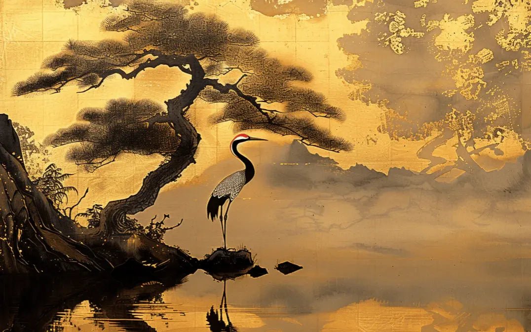 Tranquillité Éternelle : Papier Peint Panoramique Inspiré de l'Art Japonais - Illulart: Papier peint panoramique