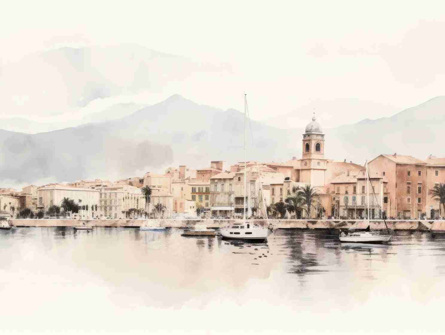 Un port en Corse - Illulart: Papier peint panoramique