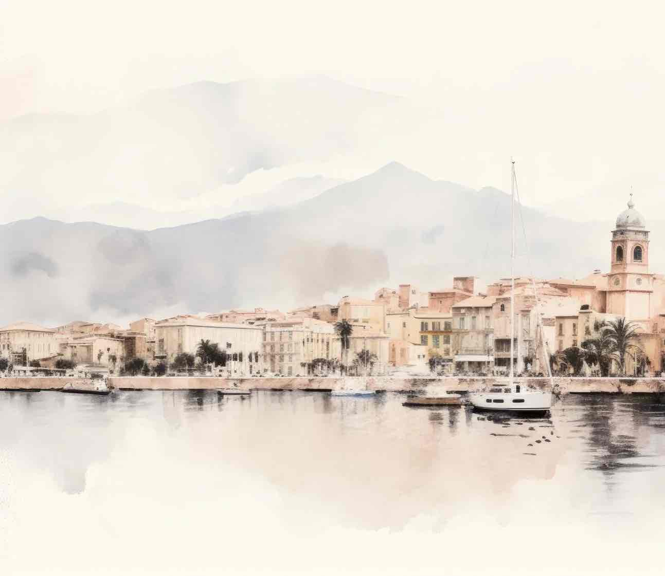Un port en Corse - Illulart: Papier peint panoramique