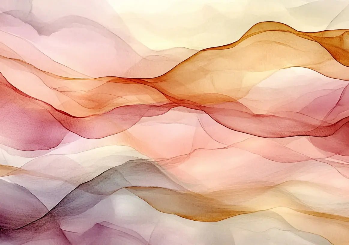 Vagues Lumineuses : Papier Peint Abstrait en Teintes Chaudes - Illulart: Papier peint panoramique