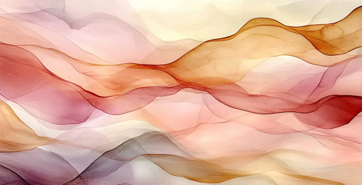 Vagues Lumineuses : Papier Peint Abstrait en Teintes Chaudes - Illulart: Papier peint panoramique