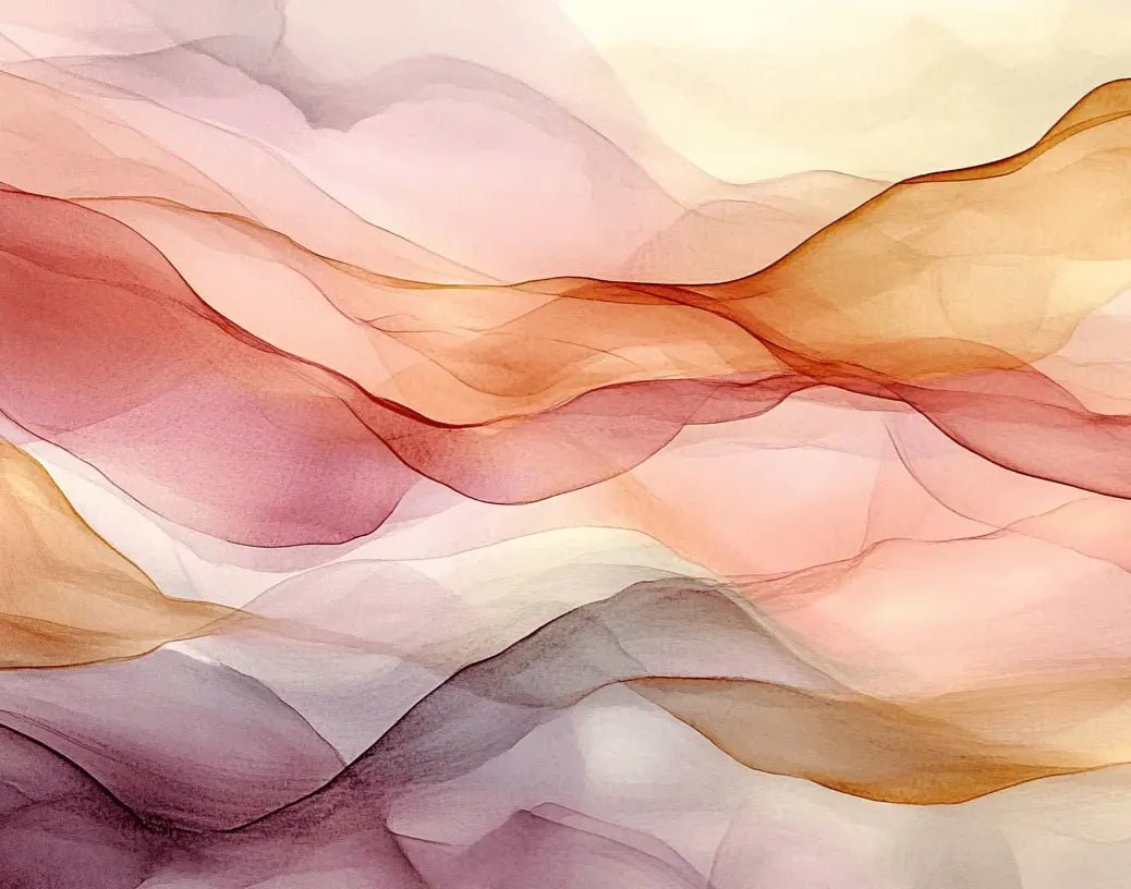 Vagues Lumineuses : Papier Peint Abstrait en Teintes Chaudes - Illulart: Papier peint panoramique