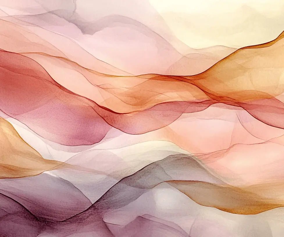 Vagues Lumineuses : Papier Peint Abstrait en Teintes Chaudes - Illulart: Papier peint panoramique