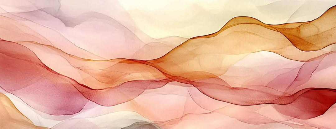 Vagues Lumineuses : Papier Peint Abstrait en Teintes Chaudes - Illulart: Papier peint panoramique