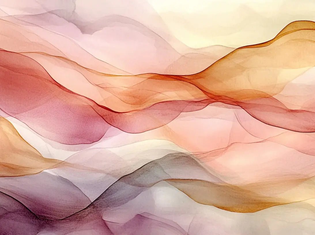 Vagues Lumineuses : Papier Peint Abstrait en Teintes Chaudes - Illulart: Papier peint panoramique