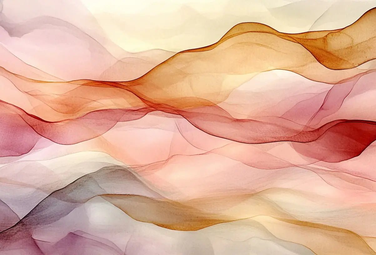 Vagues Lumineuses : Papier Peint Abstrait en Teintes Chaudes - Illulart: Papier peint panoramique