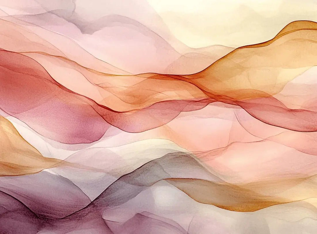 Vagues Lumineuses : Papier Peint Abstrait en Teintes Chaudes - Illulart: Papier peint panoramique