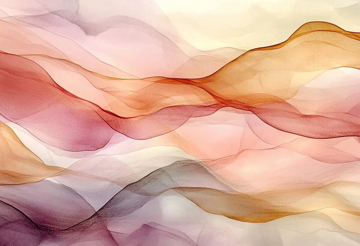 Vagues Lumineuses : Papier Peint Abstrait en Teintes Chaudes - Illulart: Papier peint panoramique