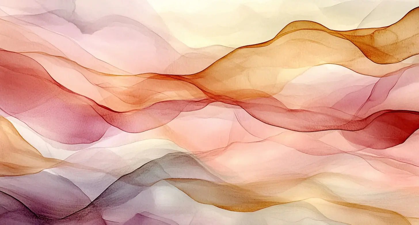 Vagues Lumineuses : Papier Peint Abstrait en Teintes Chaudes - Illulart: Papier peint panoramique