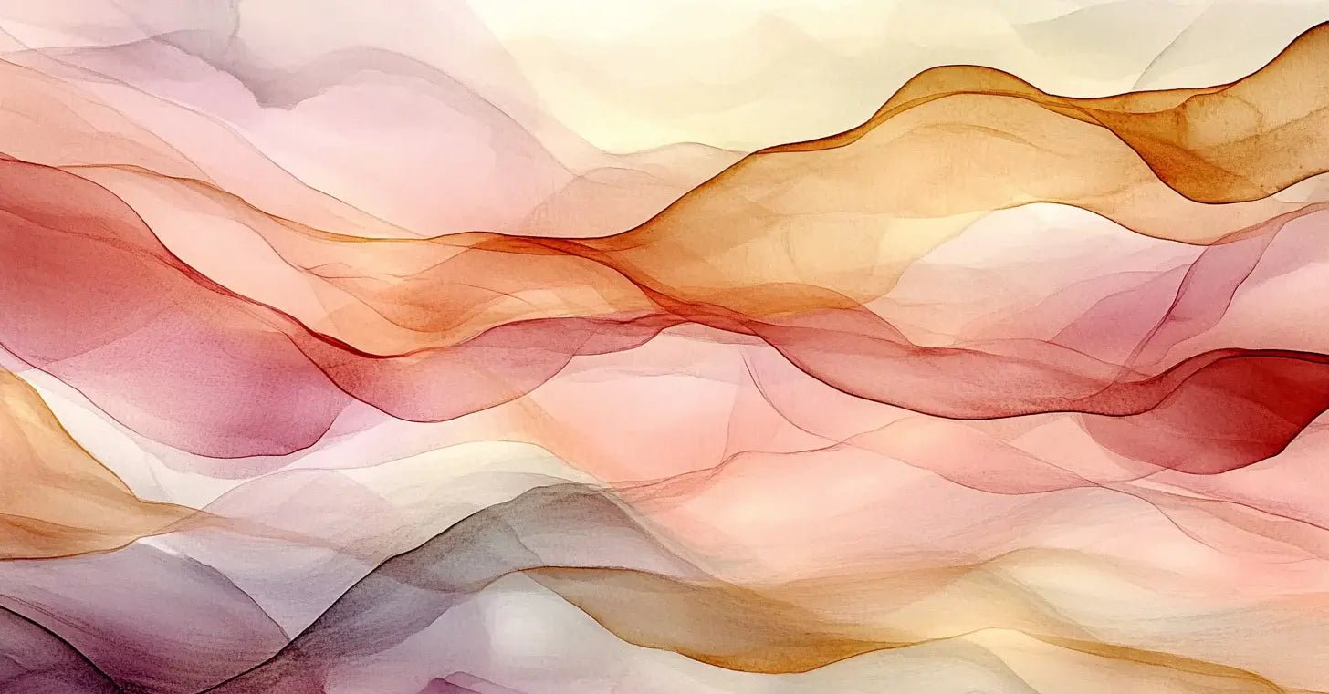 Vagues Lumineuses : Papier Peint Abstrait en Teintes Chaudes - Illulart: Papier peint panoramique