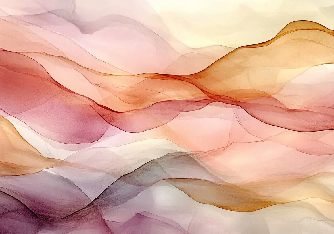 Vagues Lumineuses : Papier Peint Abstrait en Teintes Chaudes - Illulart: Papier peint panoramique