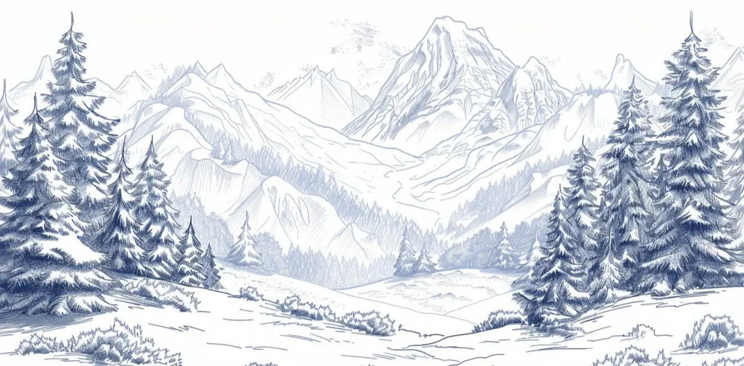 Vallée Enneigée - Papier Peint Panoramique Hivernal - Illulart: Papier peint panoramique