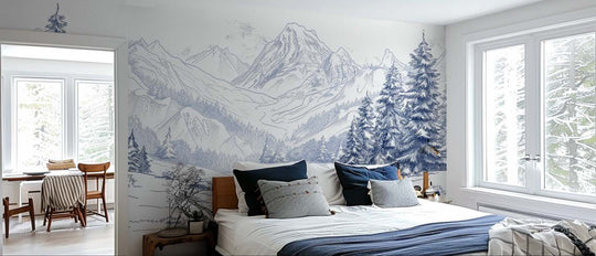 Vallée Enneigée - Papier Peint Panoramique Hivernal - Illulart: Papier peint panoramique