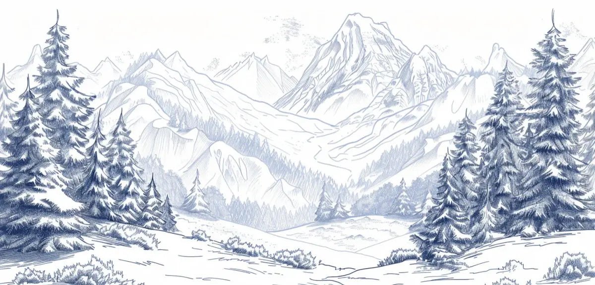 Vallée Enneigée - Papier Peint Panoramique Hivernal - Illulart: Papier peint panoramique