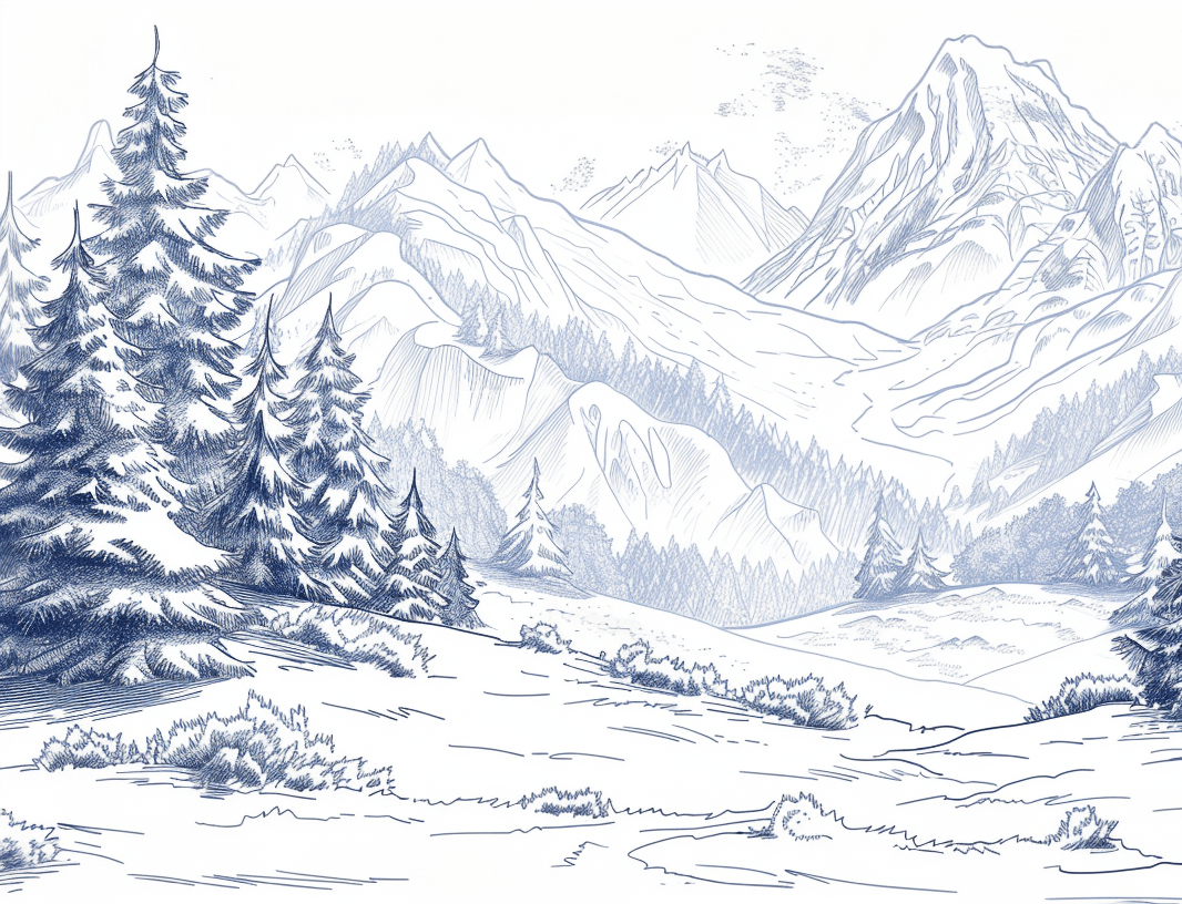 Vallée Enneigée - Papier Peint Panoramique Hivernal - Illulart: Papier peint panoramique