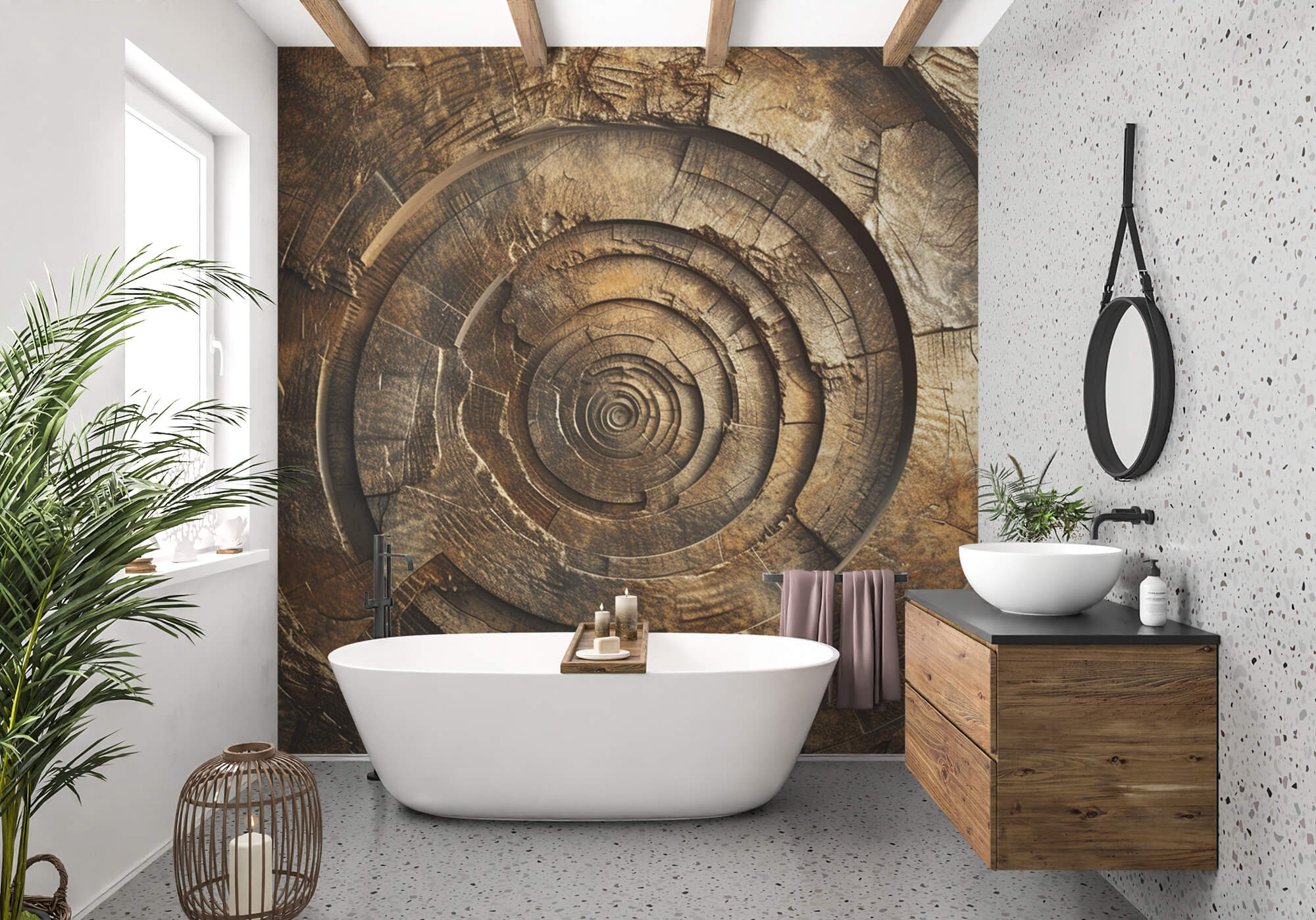 Temporal Spiral: Centennial Wood Vortex Wallpaper