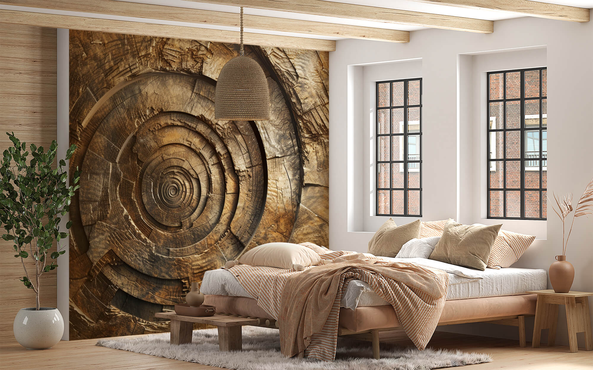 Temporal Spiral: Centennial Wood Vortex Wallpaper