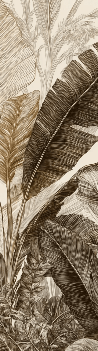 Voyage en jungle vintage - Papier peint botanique au charme rétro - Illulart: Papier peint panoramique