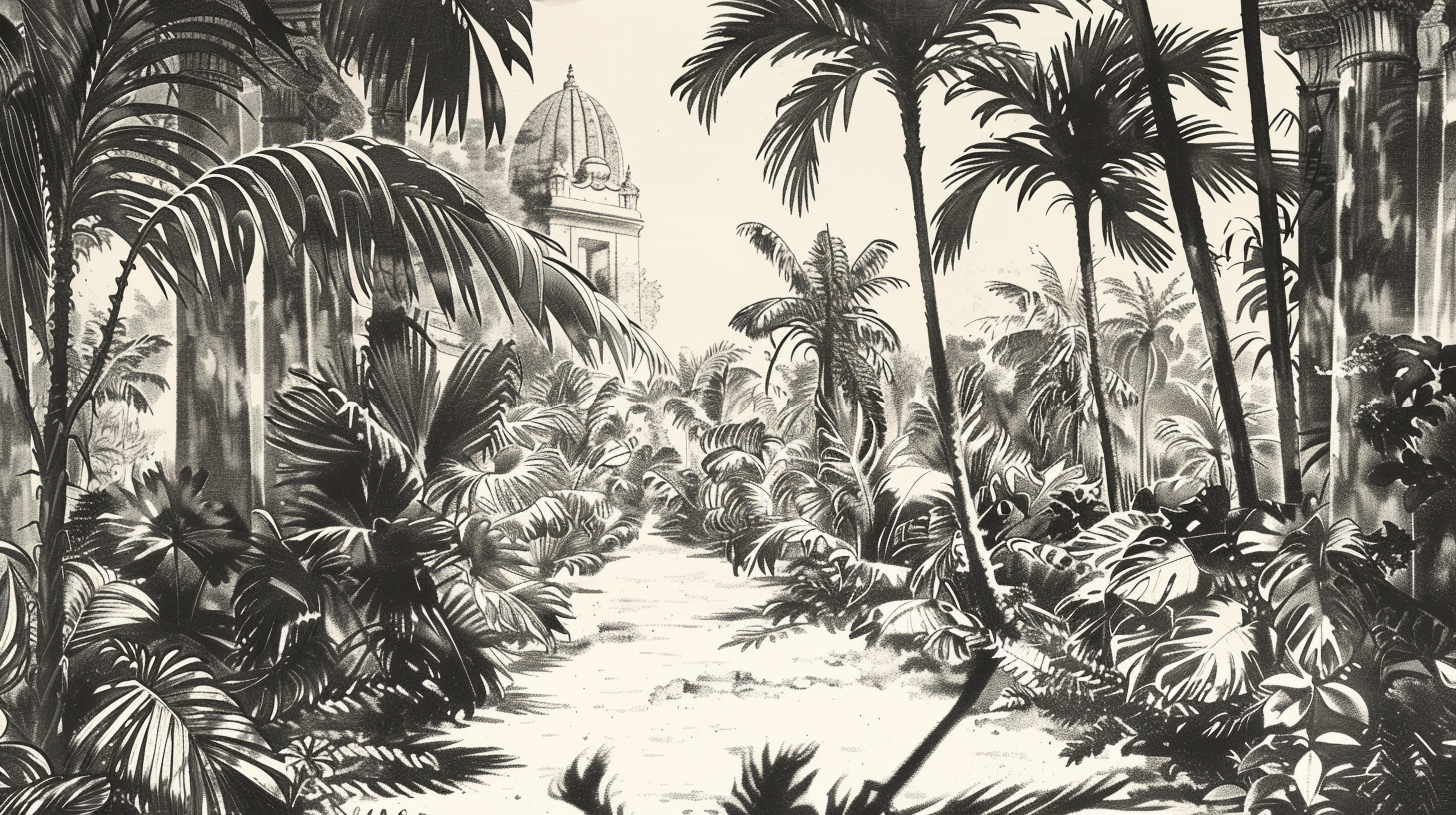 Tropischer Ausflug: Vintage-Tapete mit exotischem Garten